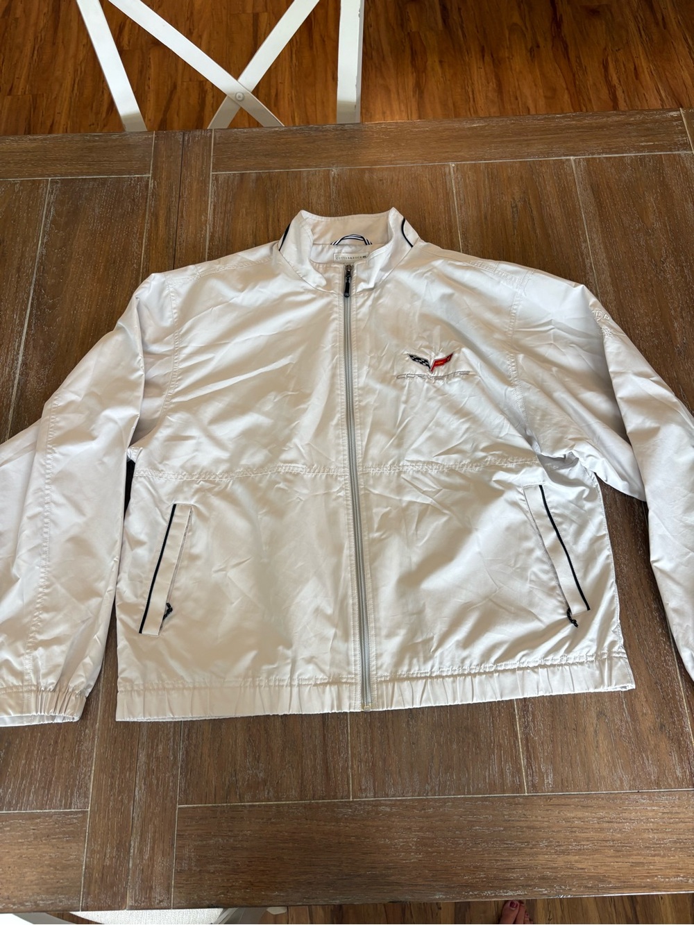 Corvette Cutter & Buck Light Gray Men's Zip Windbreaker with Contrast Trim